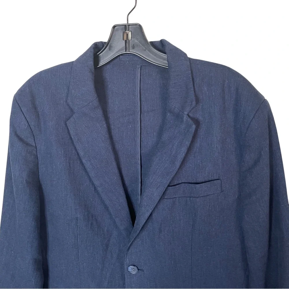 Old Navy Linen Summer Blazer Men M 44R Navy Blue 2-Button Linen Blend Jacket